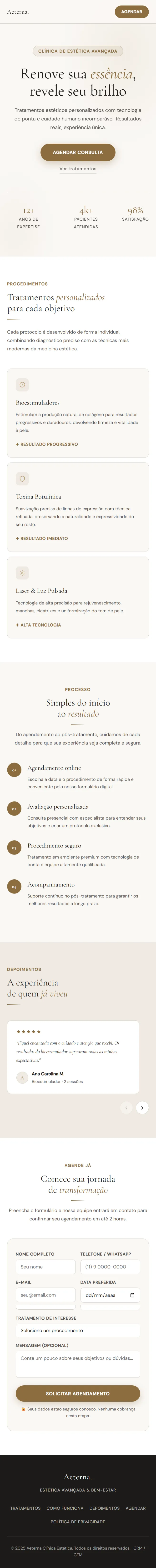 Exemplo de landing page de alta performance criada em código puro pela QuinStudio — nota 100 no Google PageSpeed